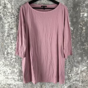 Eileen Fisher Size M Minimalist Casual Tunic Top Pink Stretch Pullover
